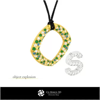 Pendentif 3D CAO avec lettre S Maison, Bijoux 3D CAO, Pendentifs 3D CAO, Pendentifs lettre 3D