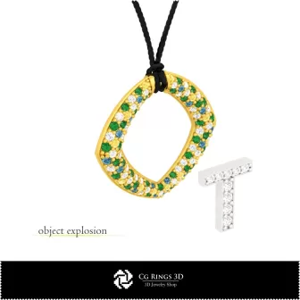 Pendentif 3D CAO avec lettre T Maison, Bijoux 3D CAO, Pendentifs 3D CAO, Pendentifs lettre 3D