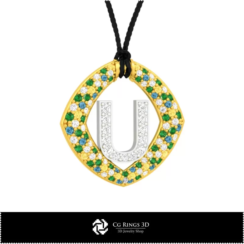 3D CAD Pendant With Letter U 3D CAD Pendant With Letter U