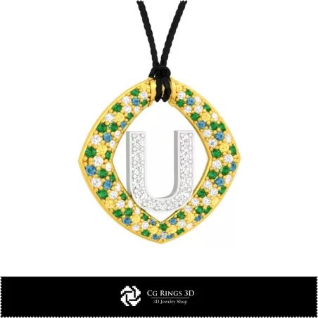 Pendentif 3D CAO avec lettre U Maison, Bijoux 3D CAO, Pendentifs 3D CAO, Pendentifs lettre 3D