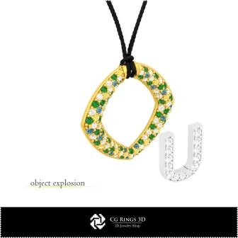 Pendentif 3D CAO avec lettre U Maison, Bijoux 3D CAO, Pendentifs 3D CAO, Pendentifs lettre 3D