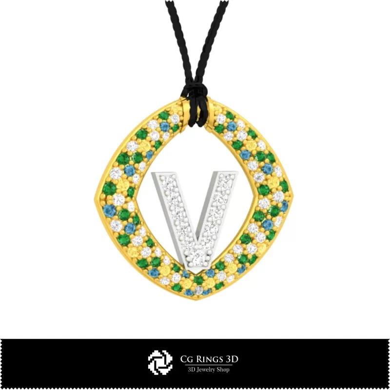 3D CAD Pendant With Letter V 3D CAD Pendant With Letter V