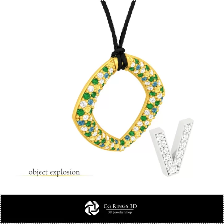 Pendentif 3D CAO avec la lettre V