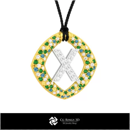 Pendentif 3D CAO avec lettre X Maison, Bijoux 3D CAO, Pendentifs 3D CAO, Pendentifs lettre 3D