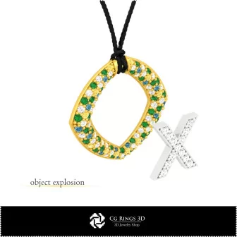 Pendentif 3D CAO avec lettre X Maison, Bijoux 3D CAO, Pendentifs 3D CAO, Pendentifs lettre 3D