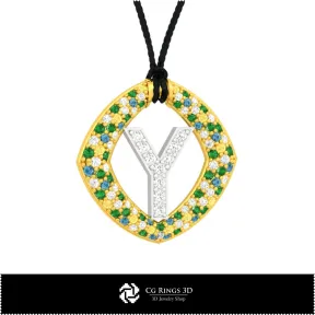 3D CAD Pendant With Letter Y Home,  Jewelry 3D CAD, Pendants 3D CAD , 3D Letter Pendants