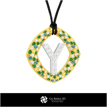 3D CAD Pendant With Letter Y Home, Jewelry 3D CAD, Pendants 3D CAD , 3D Letter Pendants