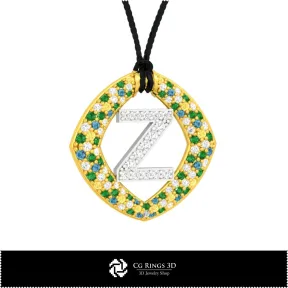 3D CAD Pendant With Letter Z Home,  Jewelry 3D CAD, Pendants 3D CAD , 3D Letter Pendants