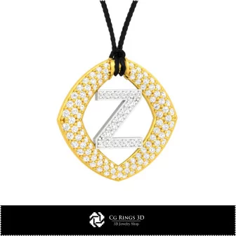 3D CAD Pendant With Letter Z Home, Bijoux 3D CAO, Pendentifs 3D CAO, Pendentifs Lettre 3D