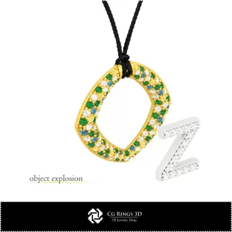 3D CAD Pendant With Letter Z Home, Jewelry 3D CAD, Pendants 3D CAD , 3D Letter Pendants