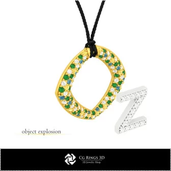 Pendentif 3D CAO avec lettre Z Maison, Bijoux 3D CAO, Pendentifs 3D CAO, Pendentifs lettre 3D