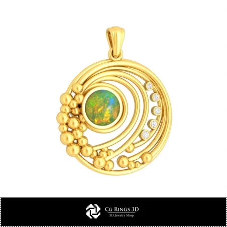 3D Pendant With Opal Home, Jewelry 3D CAD, Pendants 3D CAD , 3D Diamond Pendants, 3D Ball Pendants, 3D Opal Pendants