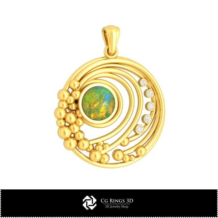 Pendentif 3D avec opale Pendentif 3D avec opale