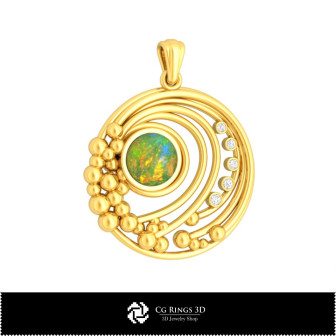 3D Pendant With Opal Home,  Jewelry 3D CAD, Pendants 3D CAD , 3D Diamond Pendants, 3D Ball Pendants, 3D Opal Pendants