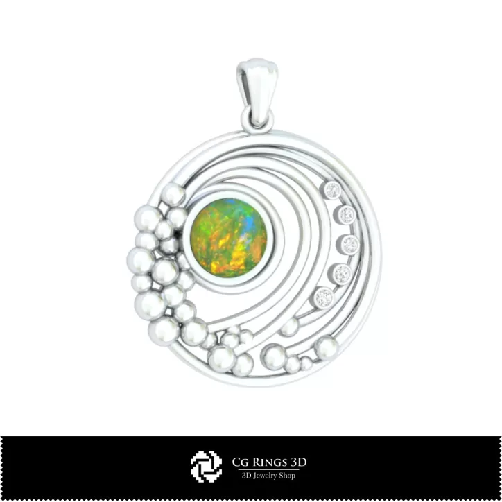 Pendentif 3D avec opale Pendentif 3D avec opale