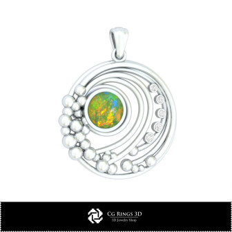 3D Pendant With Opal Home,  Jewelry 3D CAD, Pendants 3D CAD , 3D Diamond Pendants, 3D Ball Pendants, 3D Opal Pendants