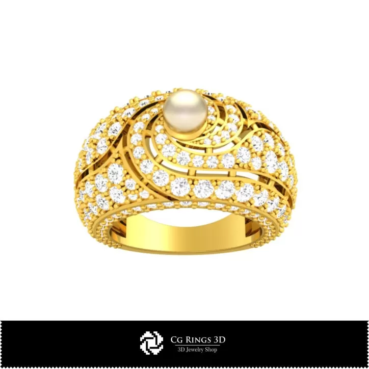 Anello con Pietra e Perla - Gioielleria 3D CAD