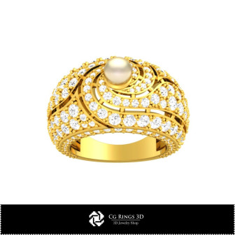 3D CAD Gemstone Rings with Pearl Home, Bague de Pierres Precieuses 3D, Bijoux 3D CAO, Anneaux 3D CAO, Anneaux  de Mode 3D , Anne