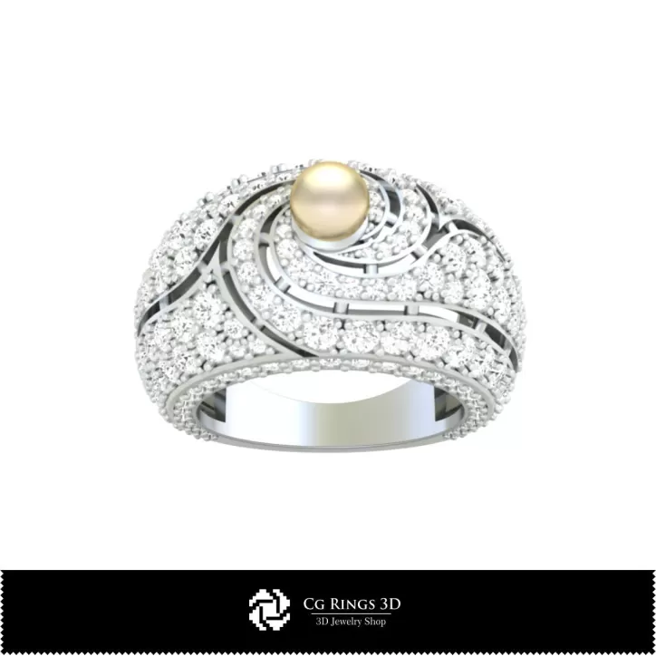 Anello con Pietra e Perla - Gioielleria 3D CAD