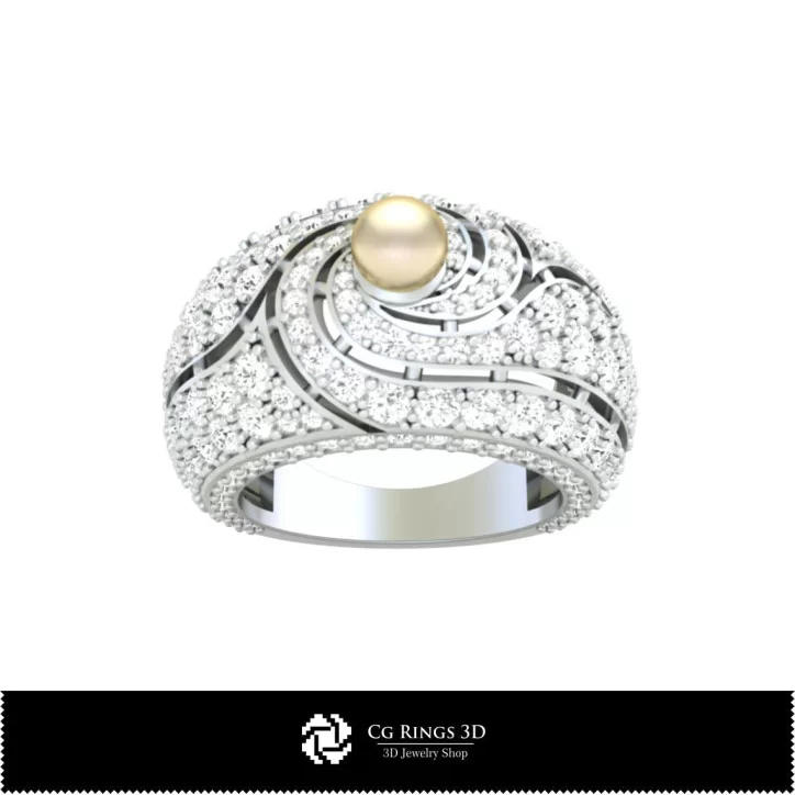 Gemstone Ring with Pearl - Jewelry 3D CAD