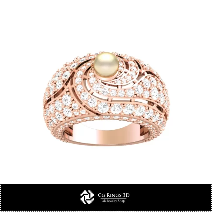Anello con Pietra e Perla - Gioielleria 3D CAD