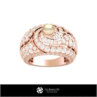 3D CAD Gemstone Rings with Pearl Home, Bague de Pierres Precieuses 3D, Bijoux 3D CAO, Anneaux 3D CAO, Anneaux de Mode 3D , Anne