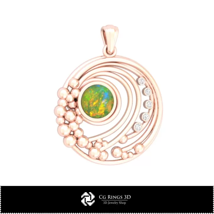Pendentif 3D avec opale Pendentif 3D avec opale