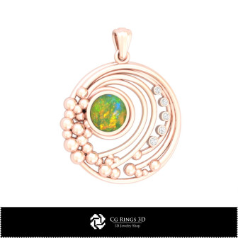 3D Pendant With Opal Home,  Jewelry 3D CAD, Pendants 3D CAD , 3D Diamond Pendants, 3D Ball Pendants, 3D Opal Pendants