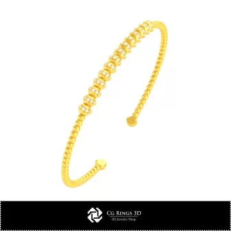 Pulsera 3D CAD con diamantes Home, Joyería 3D CAD, Pulseras 3D CAD, Pulsera rígida 3D (Cuff)