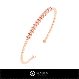 Pulsera 3D CAD con diamantes Home, Joyería 3D CAD, Pulseras 3D CAD, Pulsera rígida 3D (Cuff)