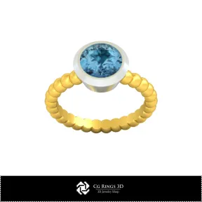 Anillo de bolita 3D CAD para el hogar, Joyería 3D CAD, Anillos 3D CAD, Anillos de diamante 3D