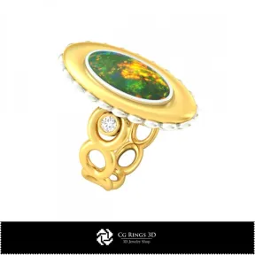 Ring With Opal - Jewelry 3D CAD