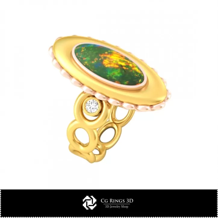 Anillo con Ópalo - Joyería 3D CAD Anillo con Ópalo - Joyería 3D CAD