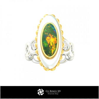 3D Ring With Opal Home,  Jewelry 3D CAD, Rings 3D CAD , Diamond Rings 3D, Fashion Rings 3D, Opal Rings 3D