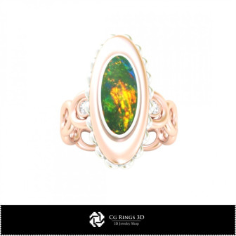 3D Ring With Opal Home, Bijuterii 3D , Inele 3D CAD, Inele cu Diamante 3D, Inele Fashion 3D , Inele cu Opal 3D 