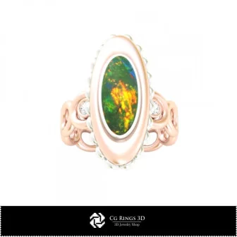 3D Ring With Opal Home, Jewelry 3D CAD, Rings 3D CAD , Diamond Rings 3D, Fashion Rings 3D, Opal Rings 3D