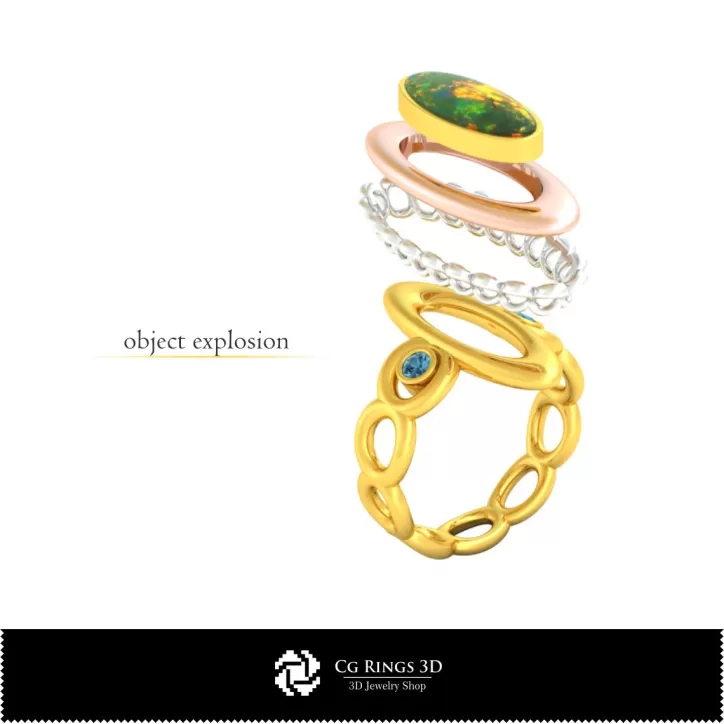 Anillo con Ópalo - Joyería 3D CAD Anillo con Ópalo - Joyería 3D CAD