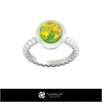 3D CAD Ball Ring with Opal Home, Bijuterii 3D , Inele 3D CAD, Inele cu Opal 3D 