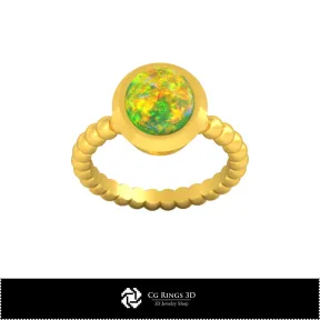 3D CAD Ball Ring with Opal Home, Bijoux 3D CAO, Anneaux 3D CAO, Anneaux  D`Opale 3D 