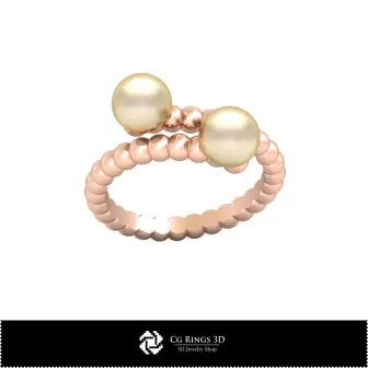 Anillo con Perlas en CAD 3D, Hogar, Joyería CAD 3D, Anillos CAD 3D, Anillos de Perlas CAD 3D