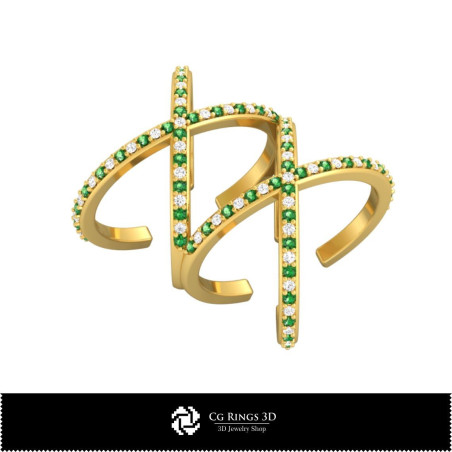 3D Ring With Diamonds Home,  Jewelry 3D CAD, Rings 3D CAD , Diamond Rings 3D, Crossover Rings 3D