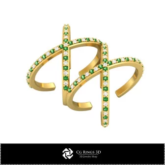 3D-Ring mit Diamanten Home, Schmuck 3D-CAD, Ringe 3D-CAD, Diamantringe 3D, Crossover-Ringe 3D