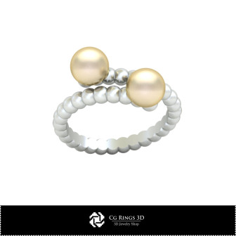3D CAD Ball Ring with Pearls Home,  Jewelry 3D CAD, Rings 3D CAD , Pearl Rings 3D