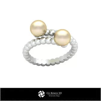 3D CAD Ball Ring with Pearls Home, Bijuterii 3D , Inele 3D CAD, Inele cu Perle 3D 