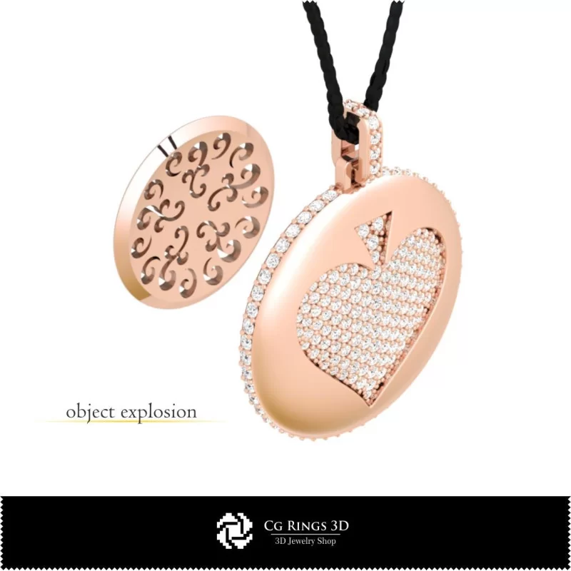 3D CAD Pendant with Playing Cards Home, Jewelry 3D CAD, Pendants 3D CAD , 3D Diamond Pendants, 3D Ball Pendants