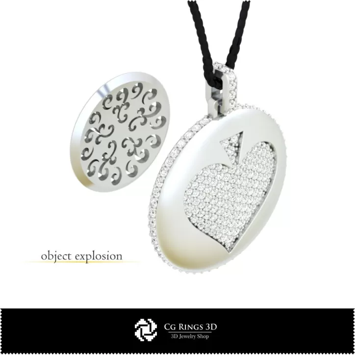 Pendentif 3D CAO avec cartes à jouer Pendentif 3D CAO avec cartes à jouer