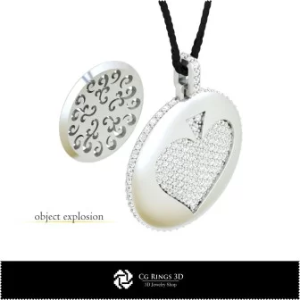 3D CAD Pendant with Playing Cards Home, Jewelry 3D CAD, Pendants 3D CAD , 3D Diamond Pendants, 3D Ball Pendants