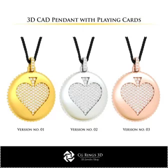 3D CAD Pendant with Playing Cards Home, Bijuterii 3D , Pandative 3D CAD, Pandativ cu Diamante 3D , Pandativ cu Bile 3D 