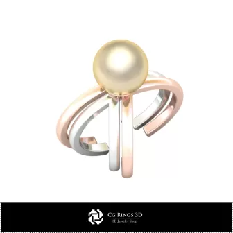 Bijoux-Bague Perle 3D DAO Bijoux 3D DAO, Bagues 3D DAO, Bagues de Mode 3D, Bagues Croisées 3D, Bagues Perle 3D