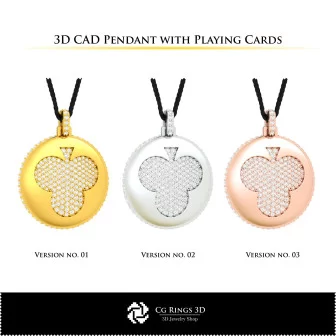 3D CAD Pendant with Playing Cards Home, Jewelry 3D CAD, Pendants 3D CAD , 3D Diamond Pendants, 3D Ball Pendants